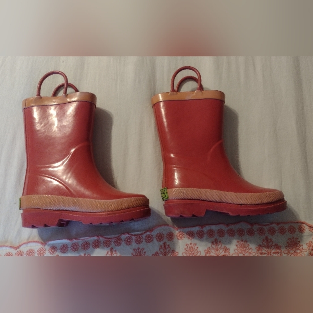 Western Chief Girls Pink PVC Rain Boots Size 7/8 Great Pre-owned Condition - Picture 3 of 4